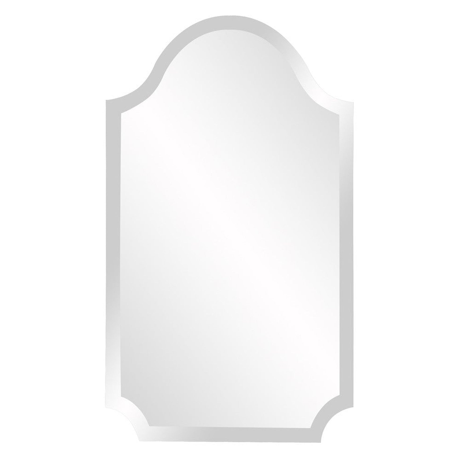HomeRoots Minimalist Rectangle Arched Glass Mirror with Beveled Edge And Scalloped Corners