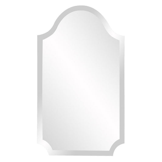 HomeRoots Minimalist Rectangle Arched Glass Mirror with Beveled Edge And Scalloped Corners