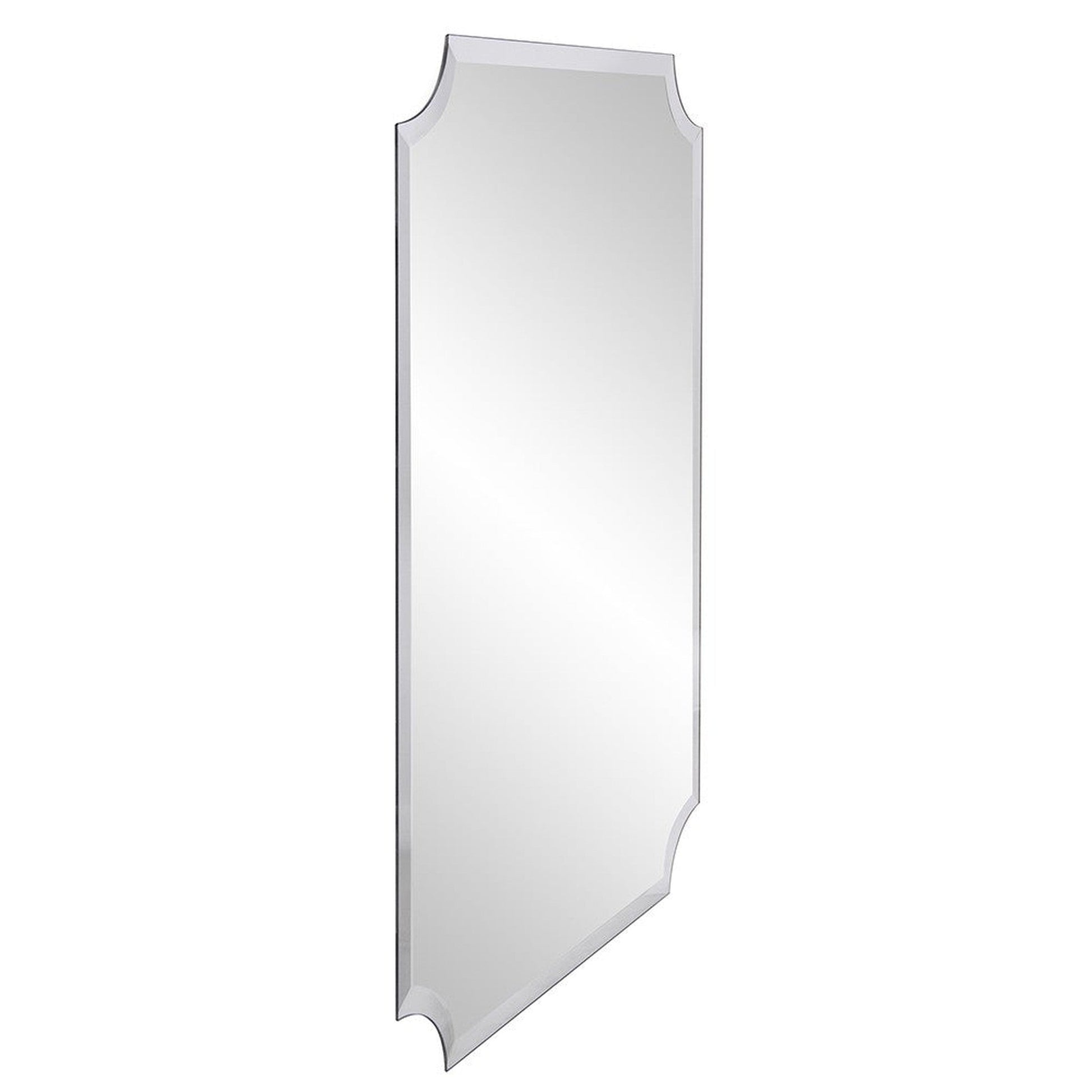 HomeRoots Minimalist Rectangle Mirror with Beveled Edge And Scalloped Corners