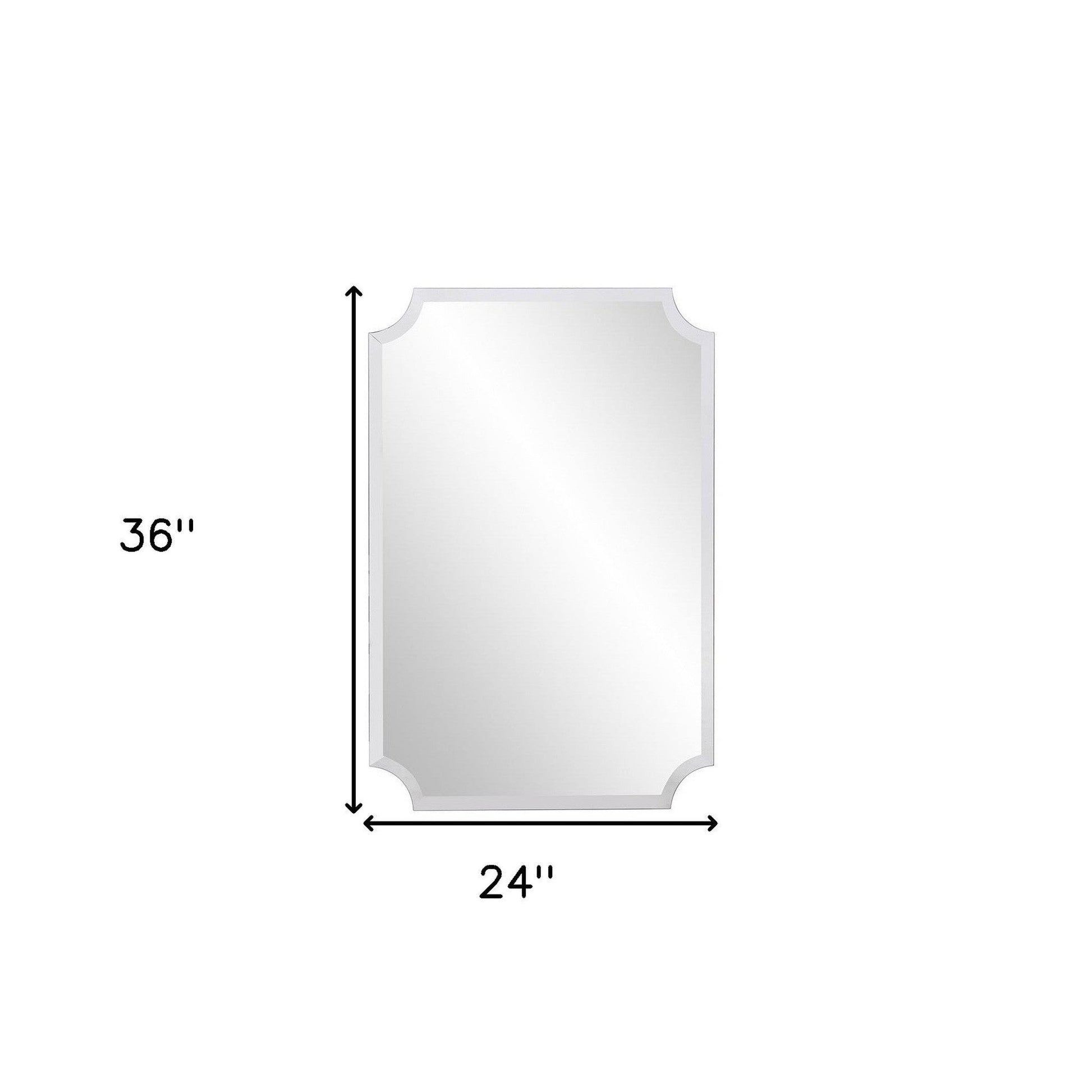 HomeRoots Minimalist Rectangle Mirror with Beveled Edge And Scalloped Corners