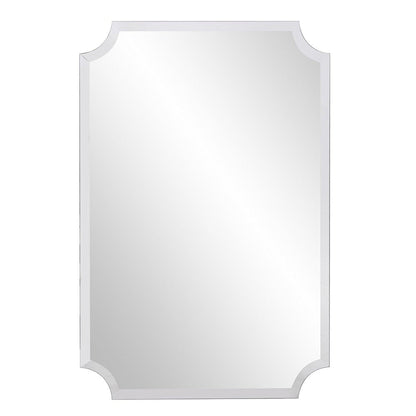 HomeRoots Minimalist Rectangle Mirror with Beveled Edge And Scalloped Corners