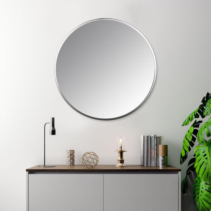 HomeRoots Minimalist Silver Round Wall Mirror