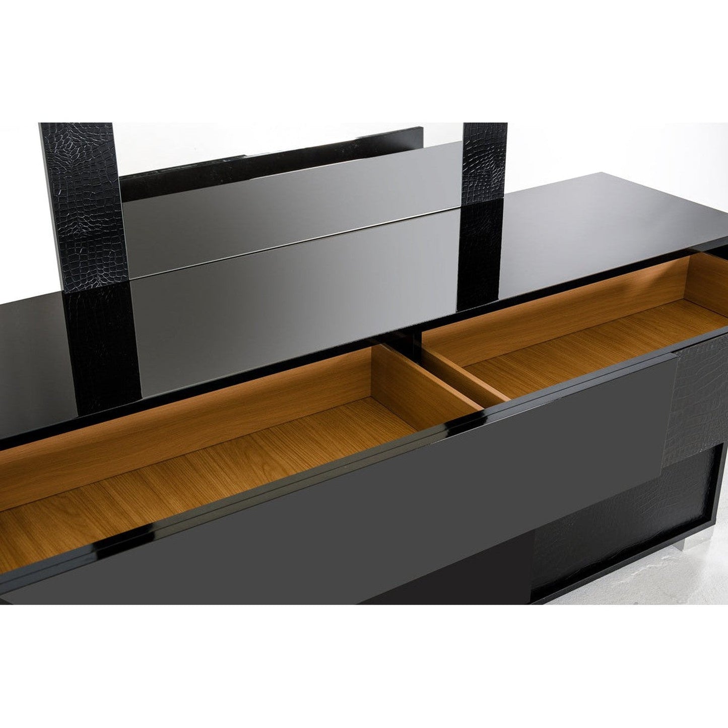 HomeRoots Modern 3 Drawer Cabinet With Black Crocodile Finish