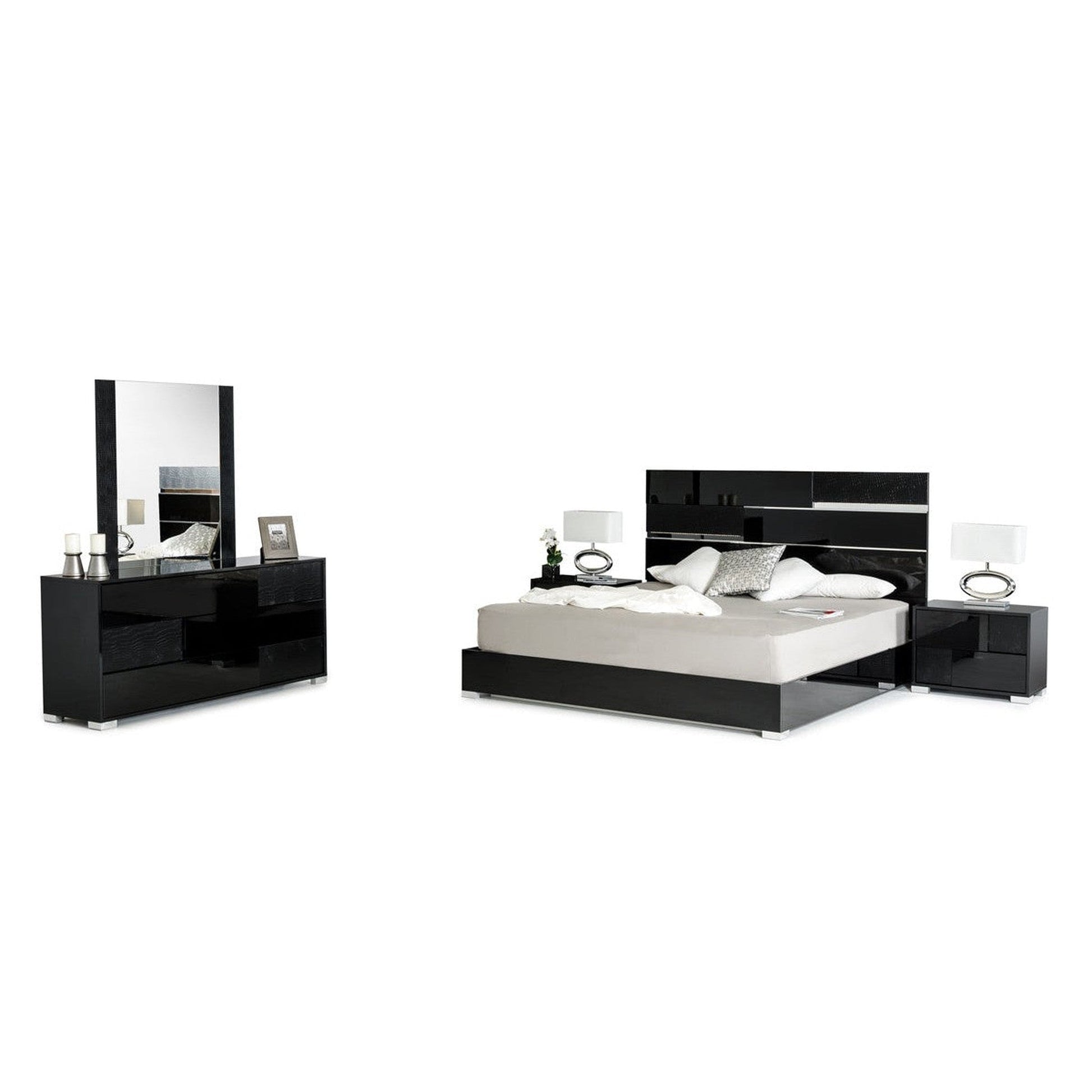 HomeRoots Modern 3 Drawer Cabinet With Black Crocodile Finish
