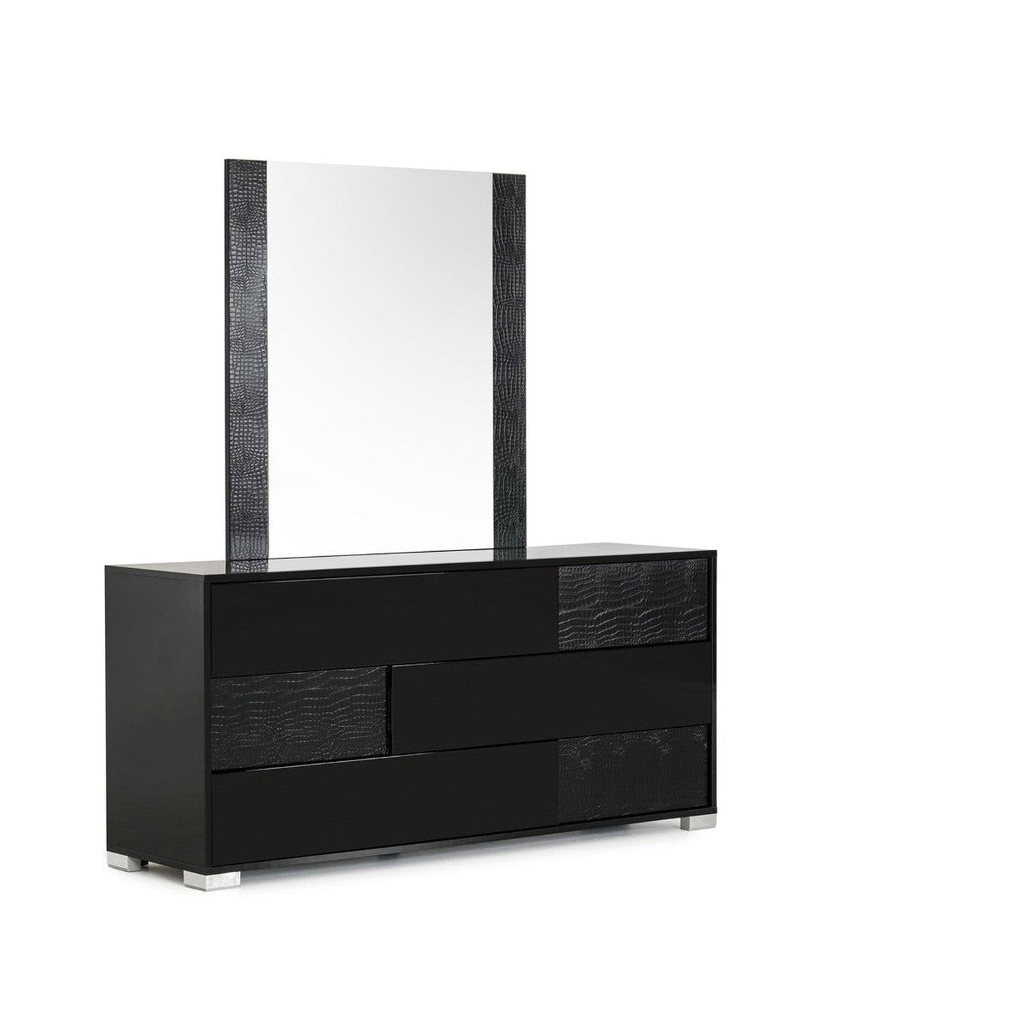 HomeRoots Modern 3 Drawer Cabinet With Black Crocodile Finish