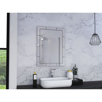 HomeRoots Modern Beveled Tile Design Wall Mirror