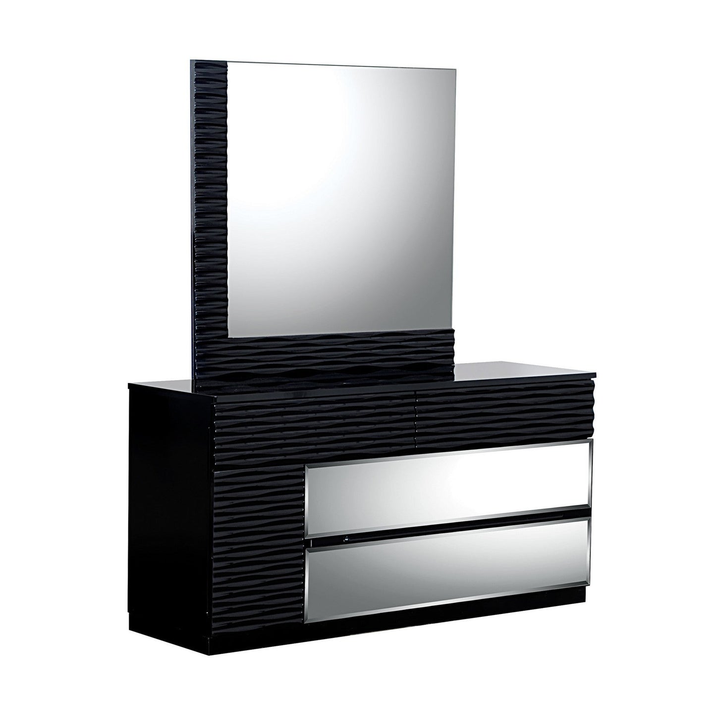 HomeRoots Modern Black Mirror With Clean Angeled Lines