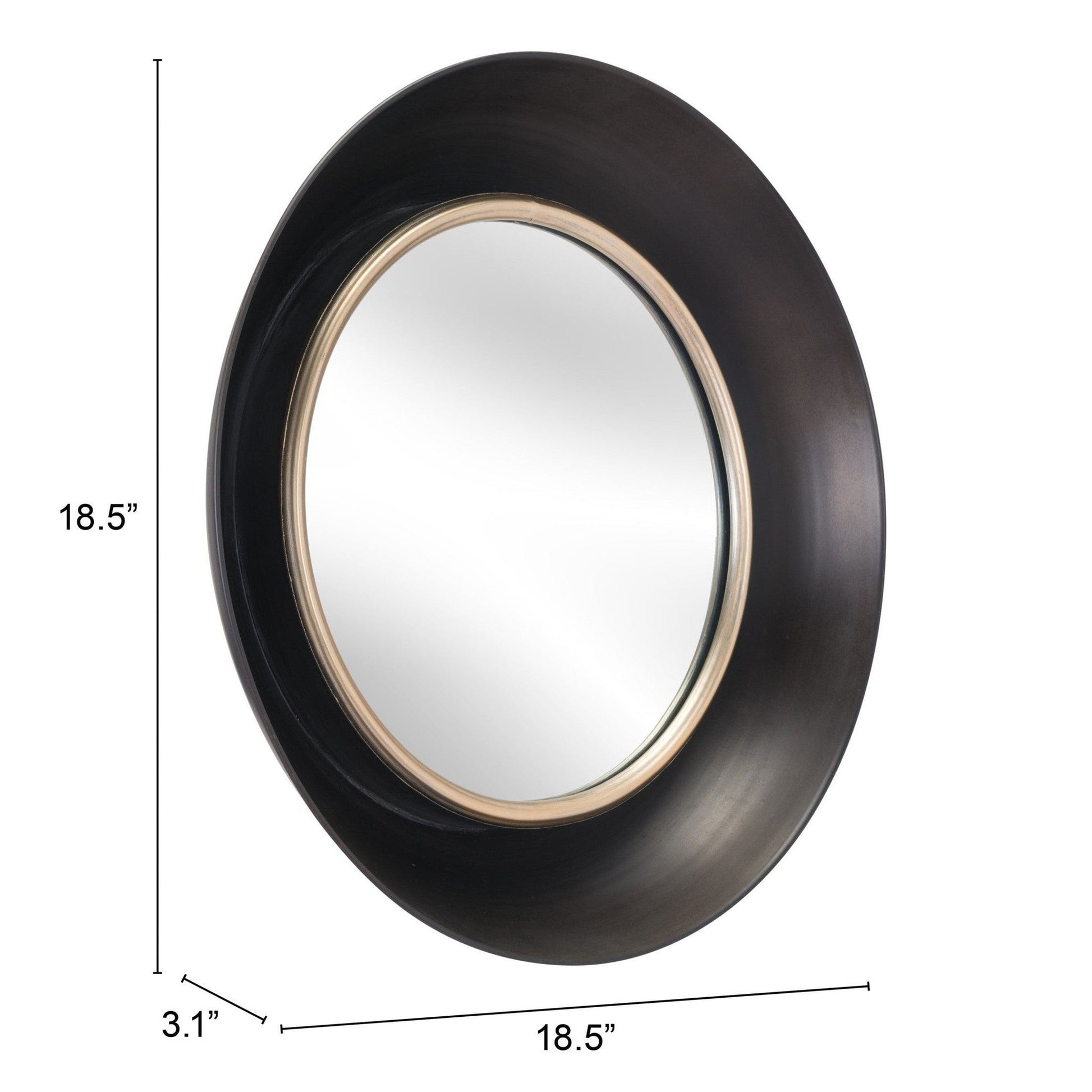 HomeRoots Modern Black Round Mirror