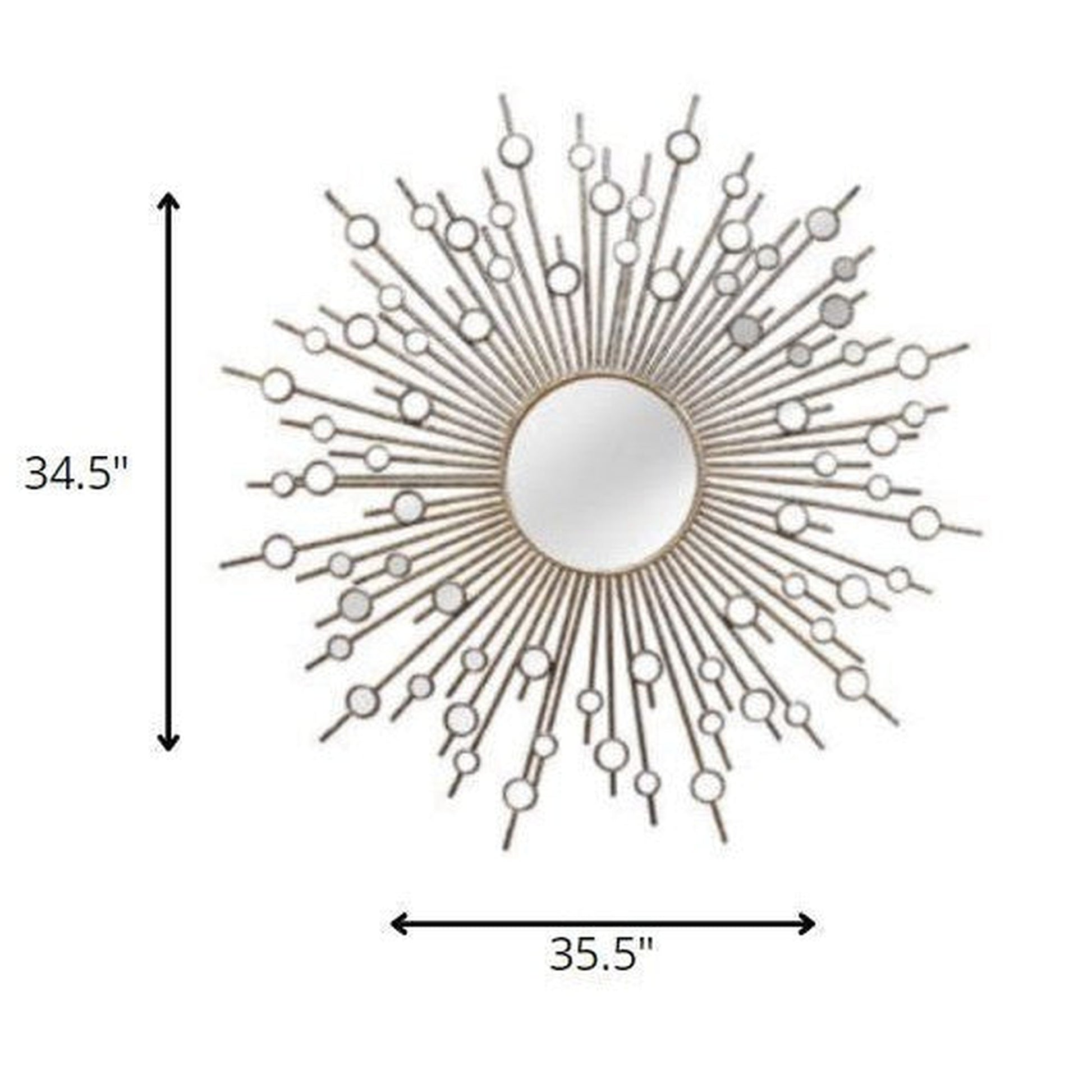 HomeRoots Modern Bronze Sunburst Design Wall Mirror with Mini Mirrors