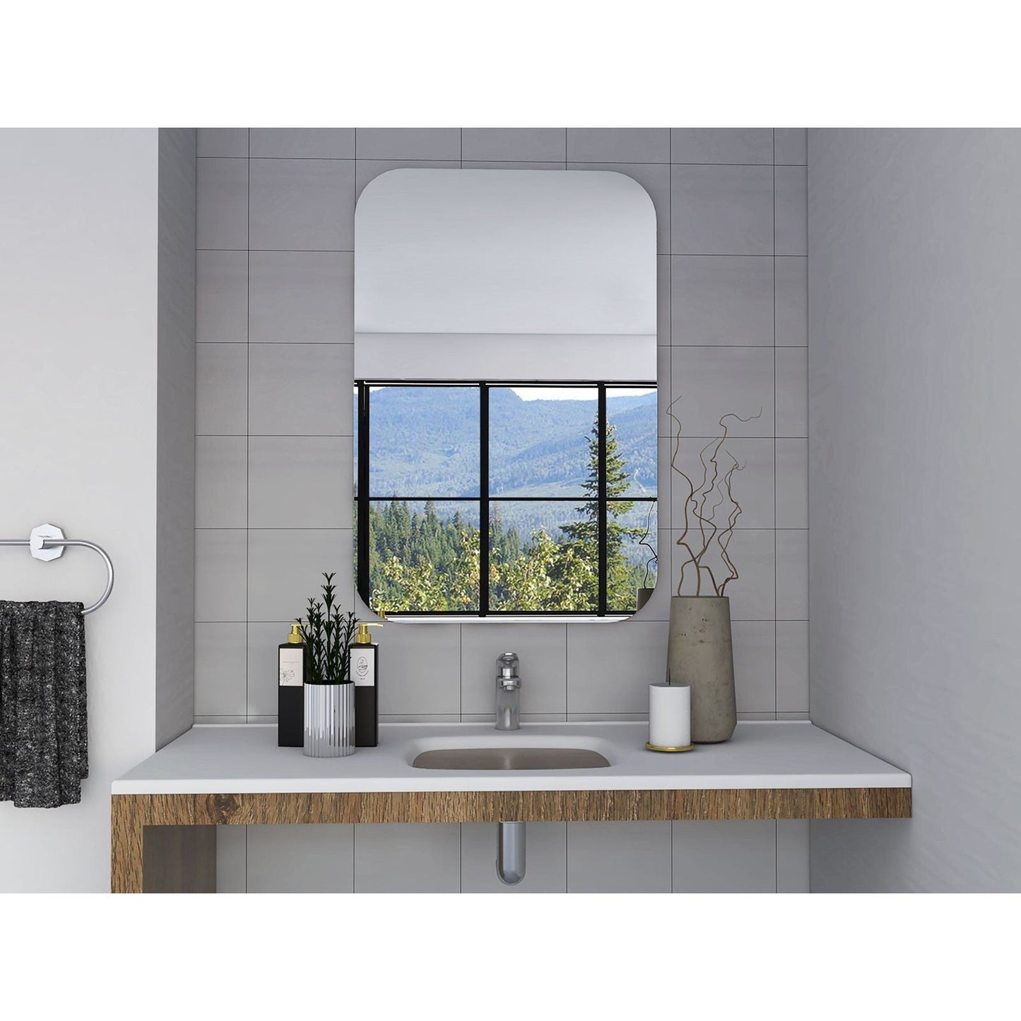 HomeRoots Modern Curved Corner Wall Mirror