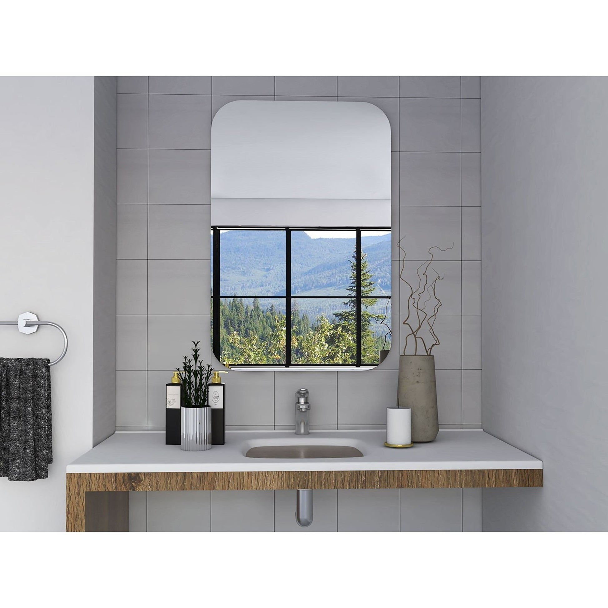 HomeRoots Modern Curved Corner Wall Mirror