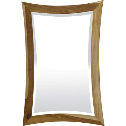 HomeRoots Modern Curves Solid Teak Wall Mirror in Natural Finish
