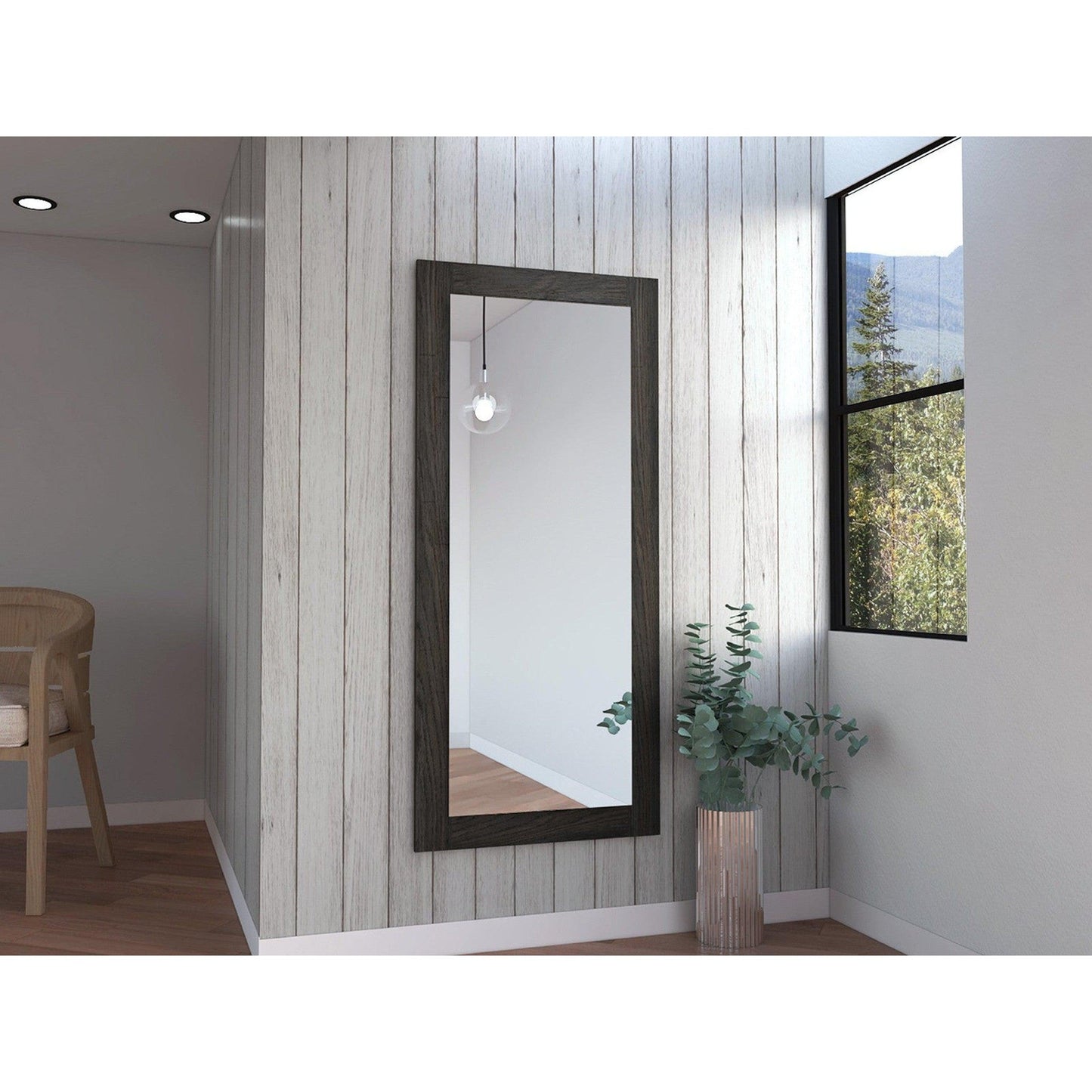 HomeRoots Modern Espresso Wood Wall Mirror