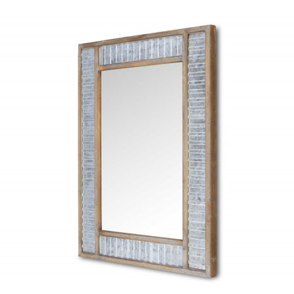 HomeRoots Modern Farmhouse Rectangular Wood and Galvanized Metal Wall Mirror