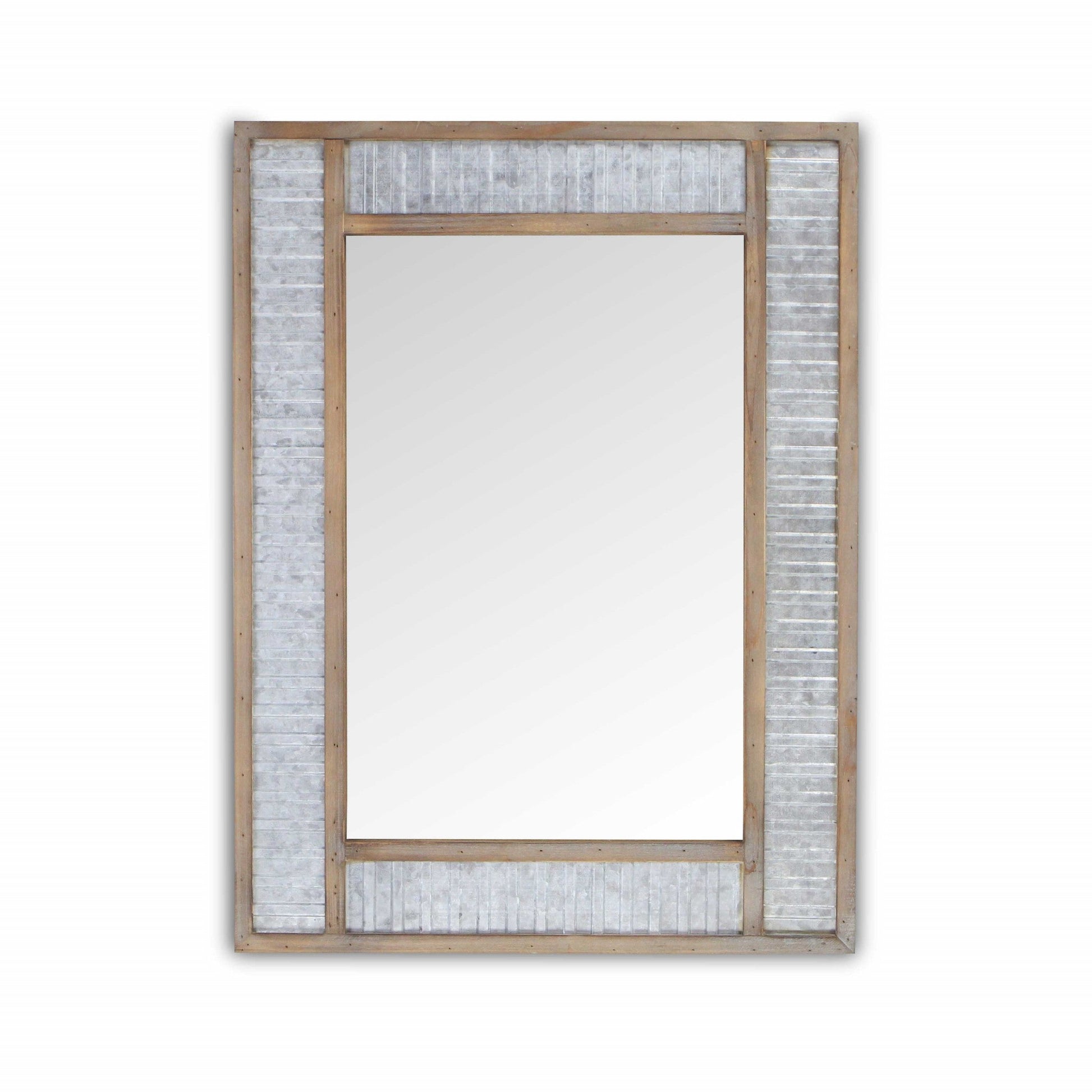 HomeRoots Modern Farmhouse Rectangular Wood and Galvanized Metal Wall Mirror