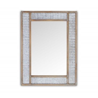 HomeRoots Modern Farmhouse Rectangular Wood and Galvanized Metal Wall Mirror