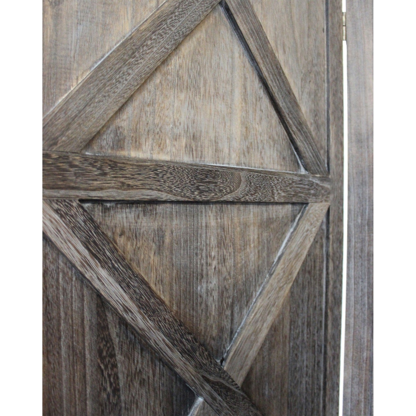 HomeRoots Modern Farmhouse Rustic Four Panel Room Divider Screen in Brown Finish