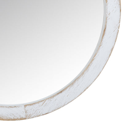 HomeRoots Modern Farmhouse Rustic White Wash Round Wall Mirror