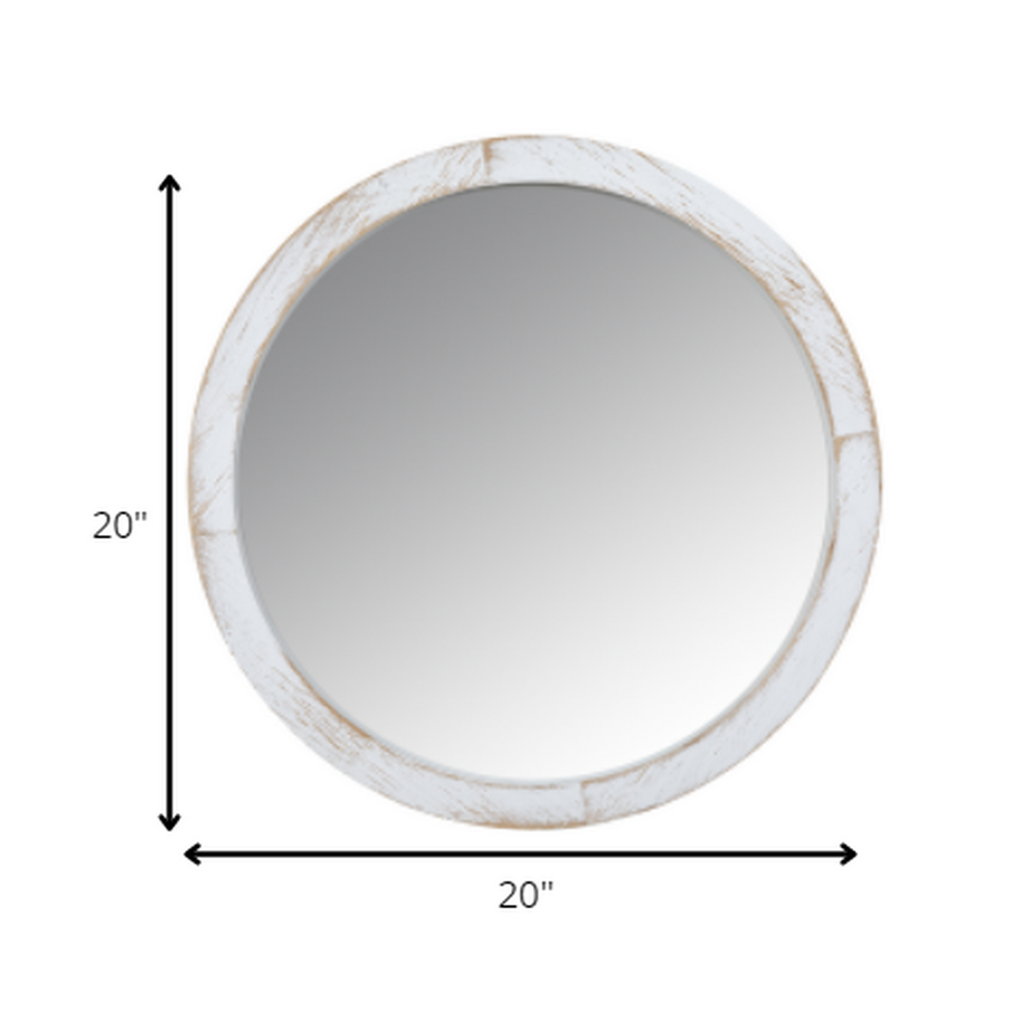 HomeRoots Modern Farmhouse Rustic White Wash Round Wall Mirror
