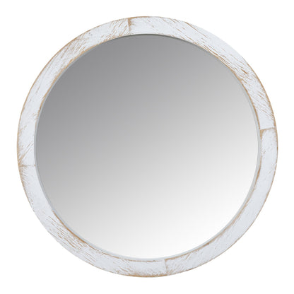 HomeRoots Modern Farmhouse Rustic White Wash Round Wall Mirror