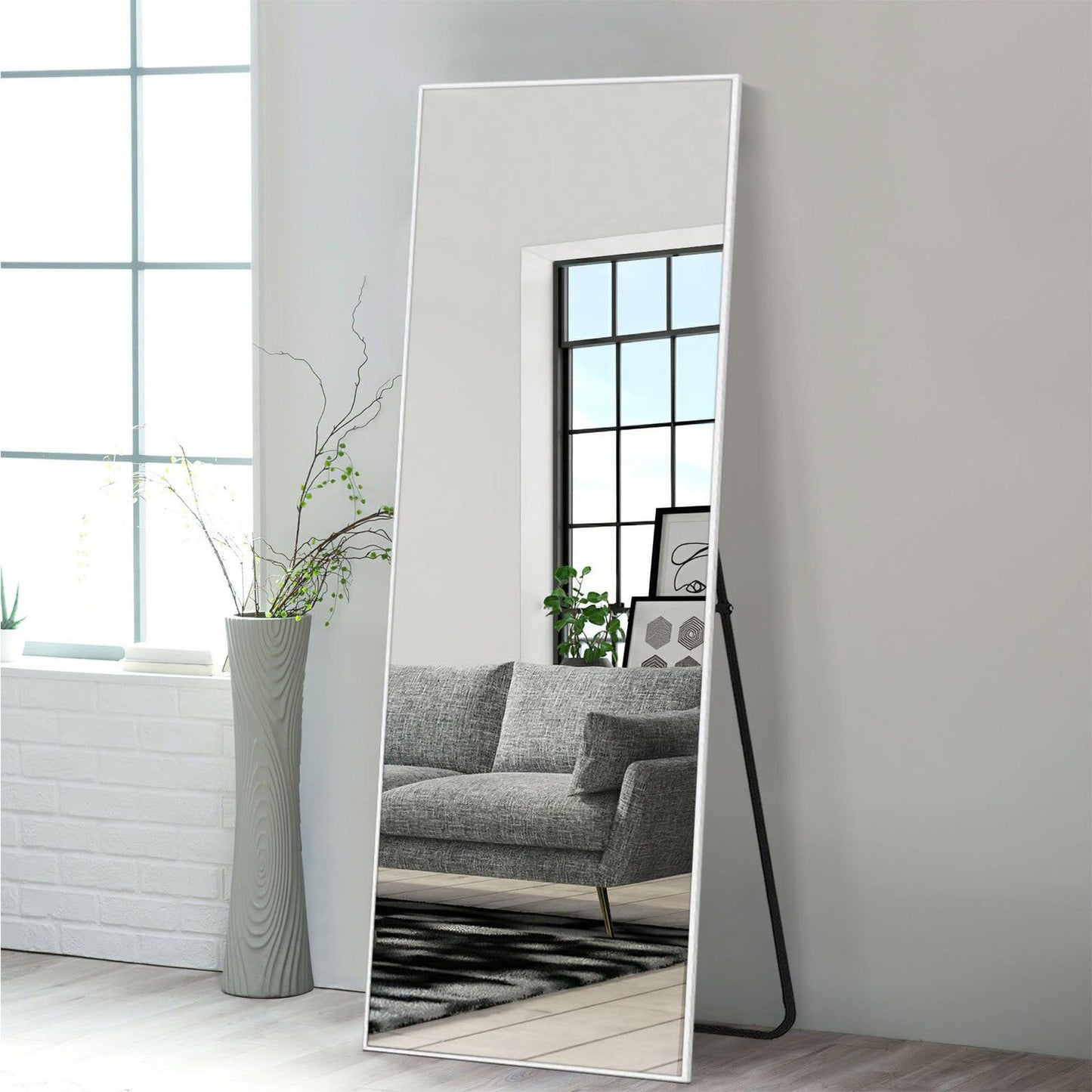 HomeRoots Modern Metal Framed Full-length Floor Mirror With Standing