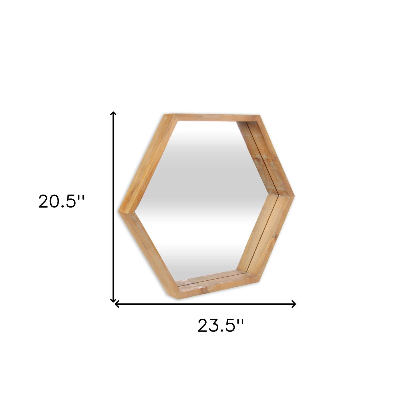 HomeRoots Modern Natural Wood Finish Hexagonal Wall Mirror