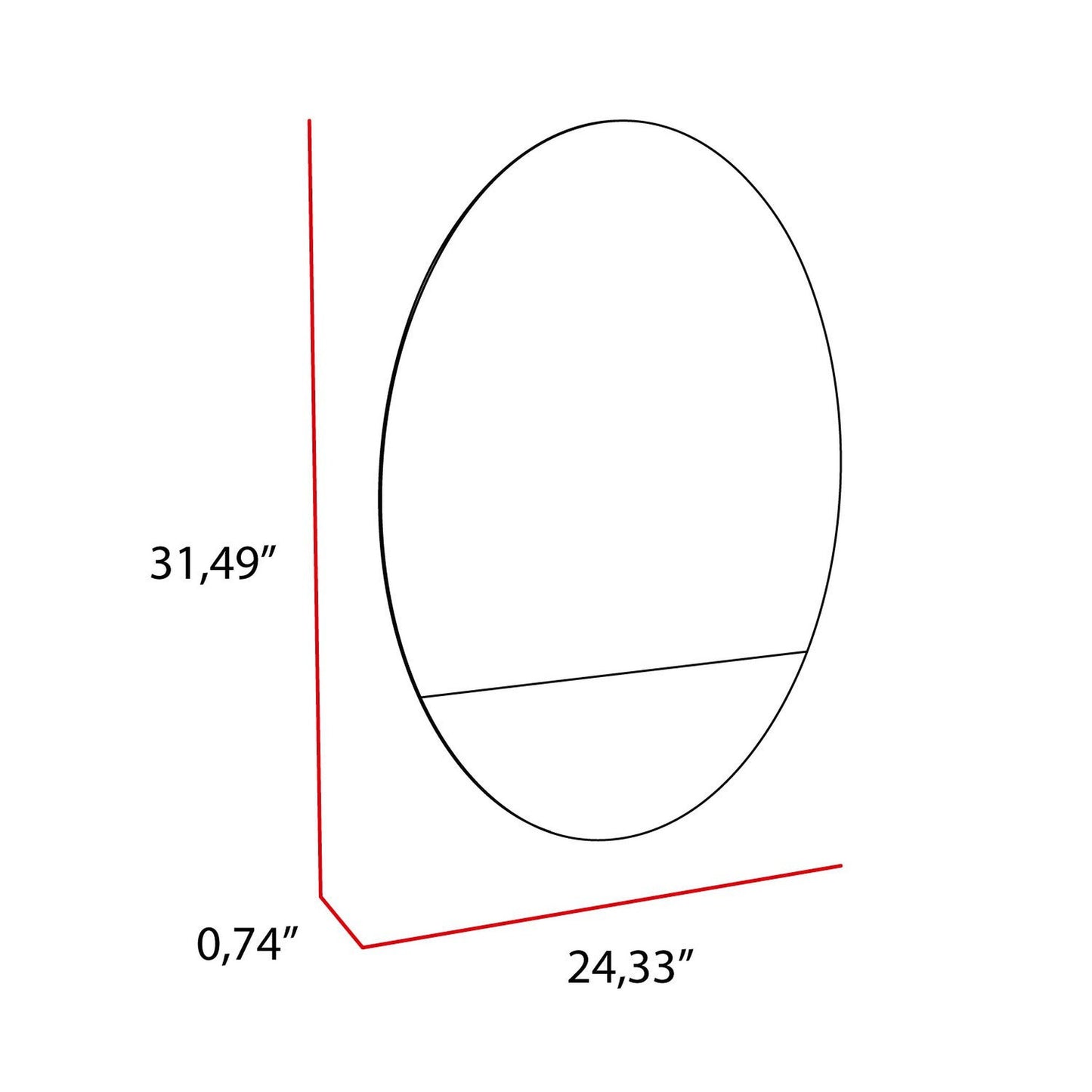 HomeRoots Modern Oval Shaped Wall Mirror