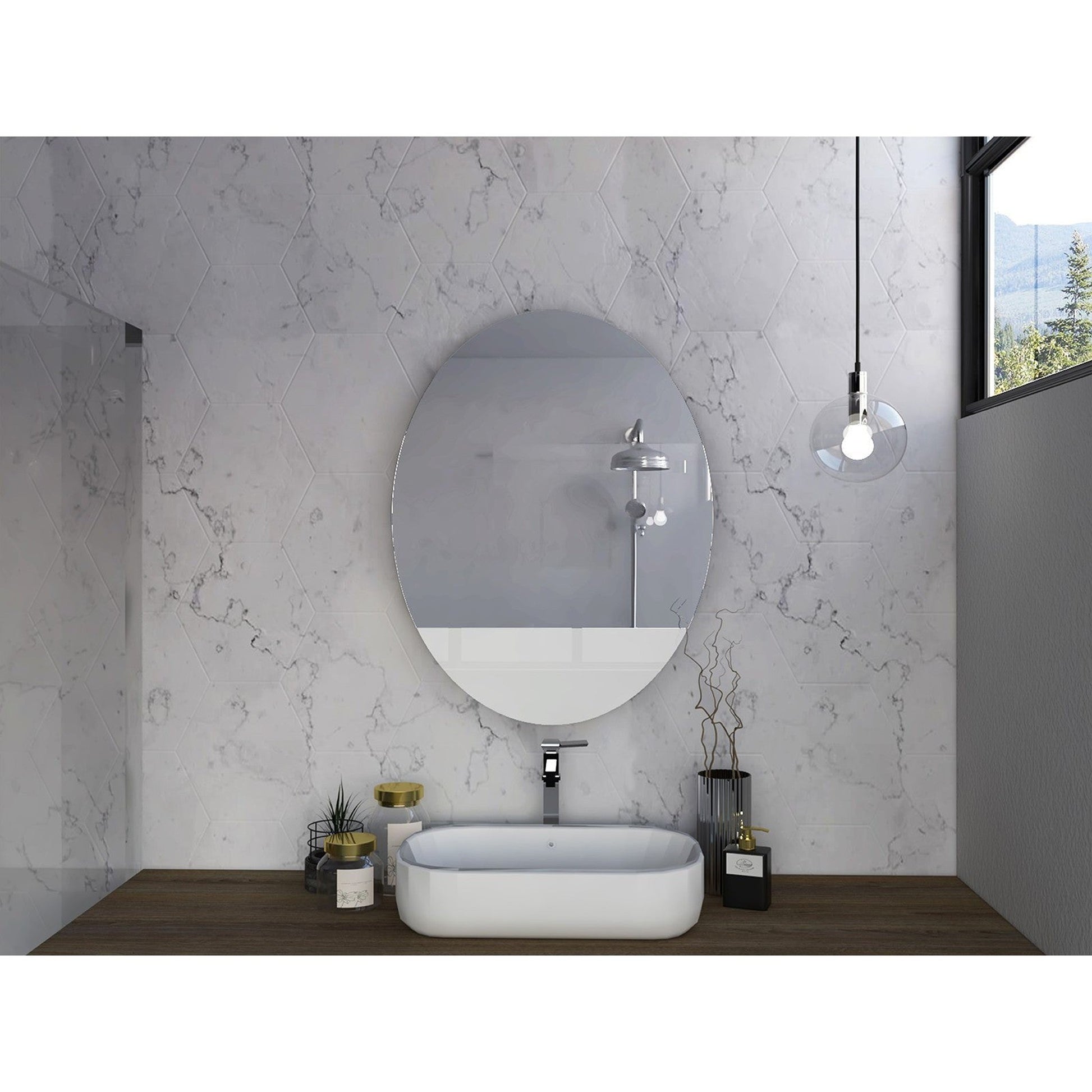 HomeRoots Modern Oval Shaped Wall Mirror