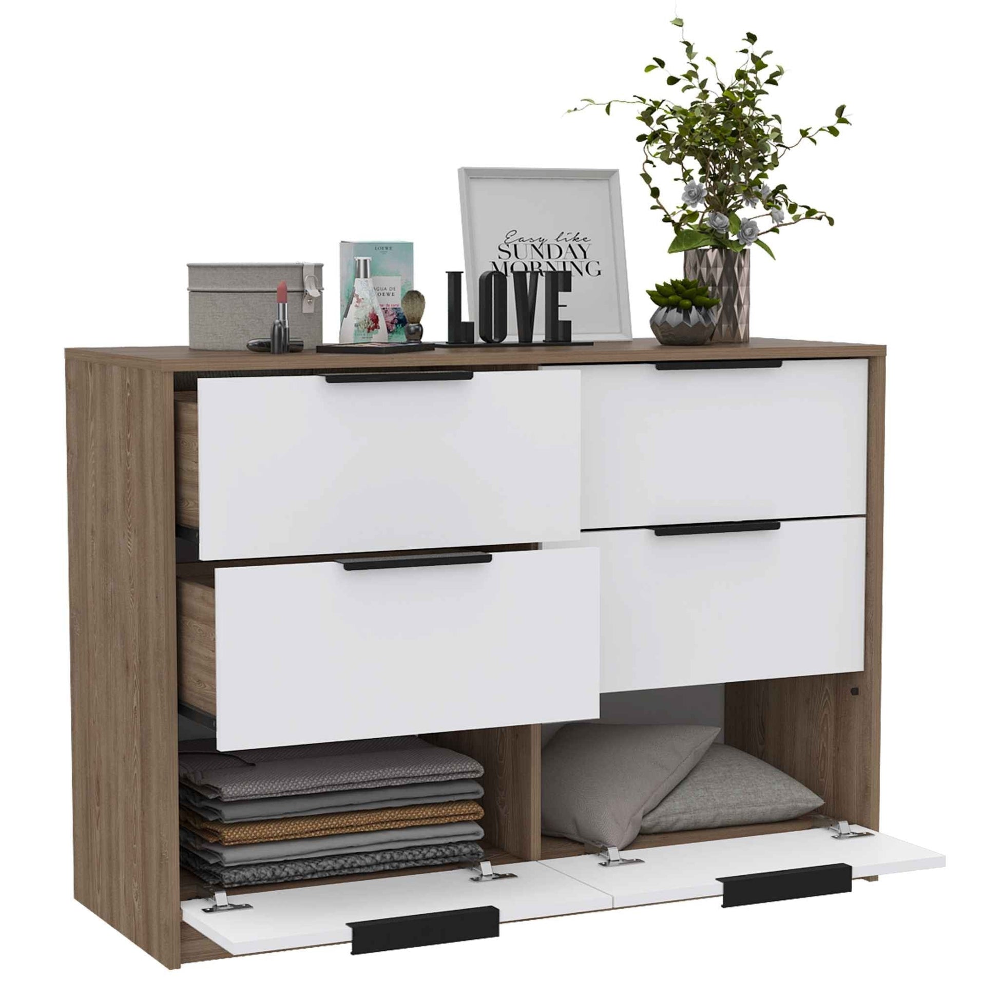 HomeRoots Modern Rustic White And Natural Dresser