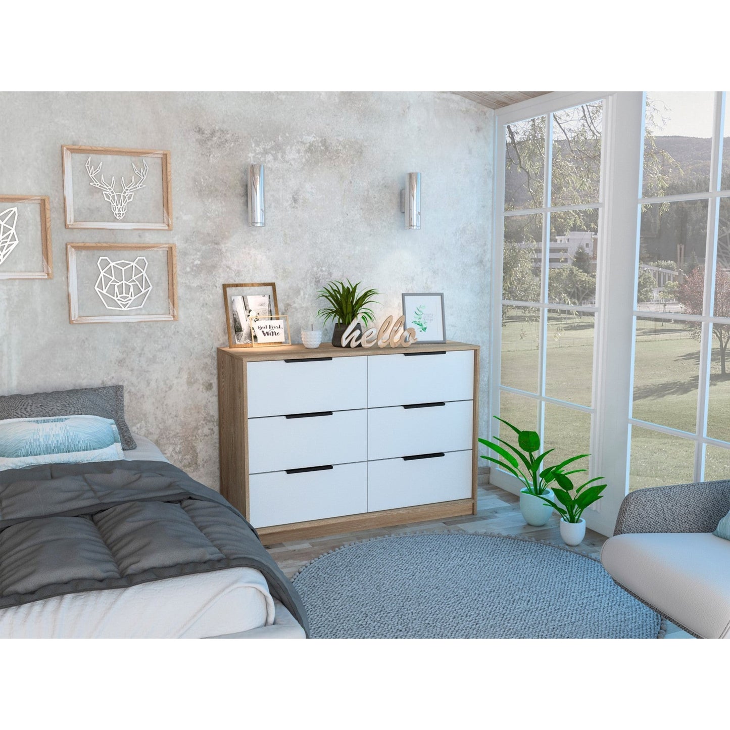 HomeRoots Modern Rustic White And Natural Dresser