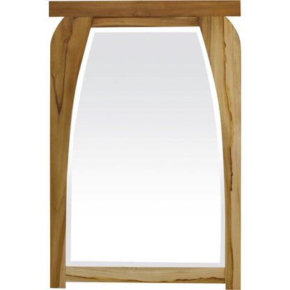 HomeRoots Modern Shape Teak Wall Mirror in Natural Finish