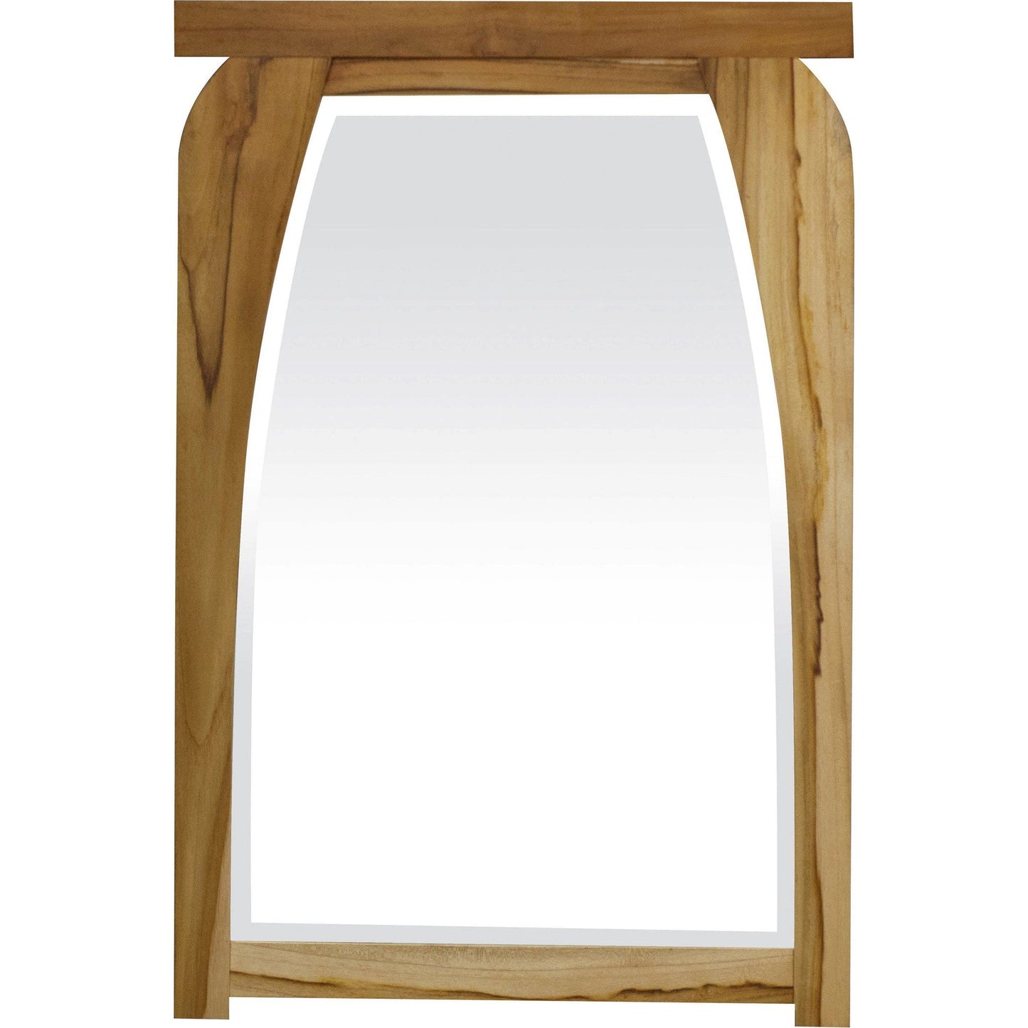 HomeRoots Modern Shape Teak Wall Mirror in Natural Finish