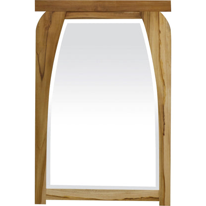 HomeRoots Modern Shape Teak Wall Mirror in Natural Finish