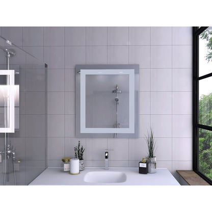 HomeRoots Modern White Border Rectangle Wall Mirror