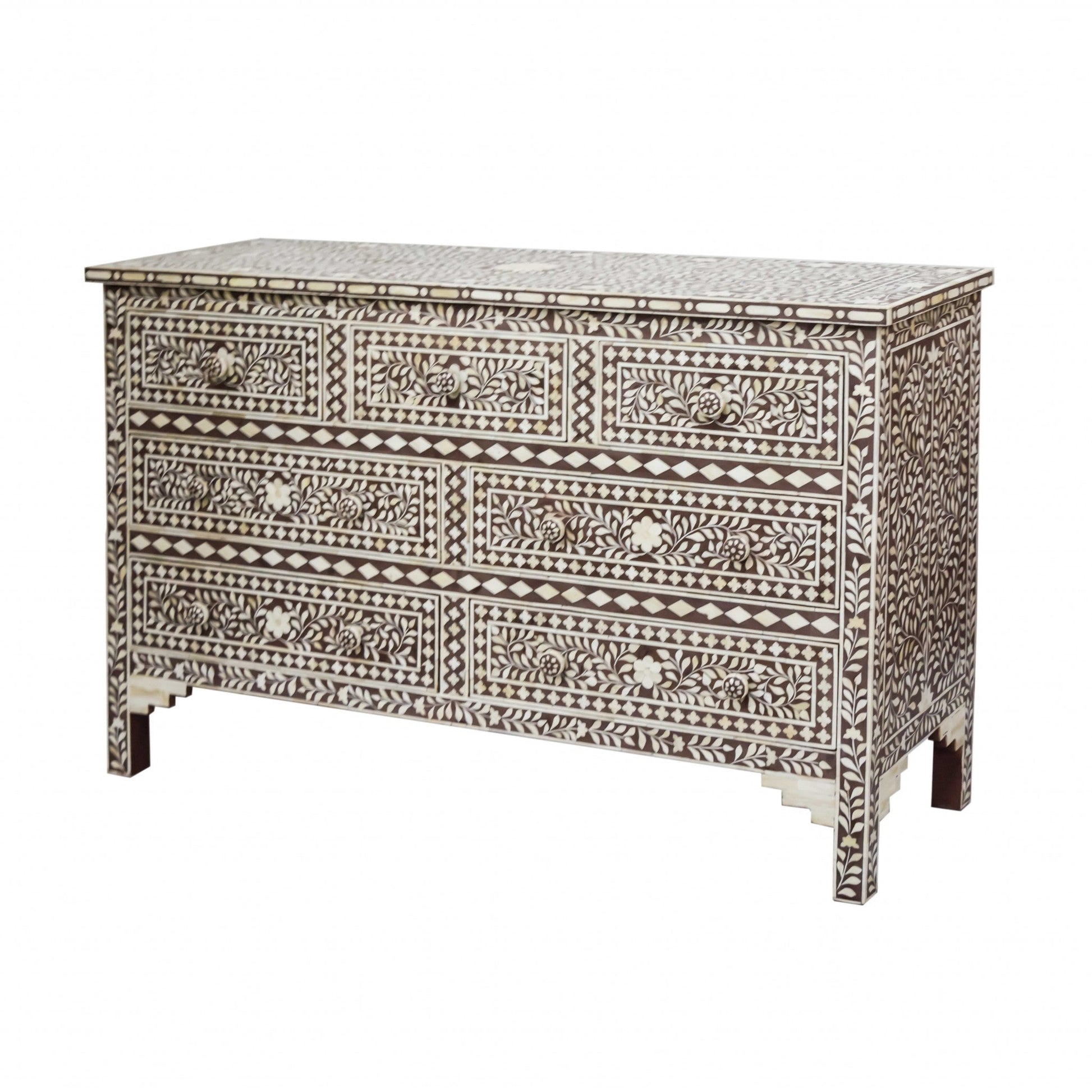 HomeRoots Moroccan Brown and White Bone Buffet or Cabinet