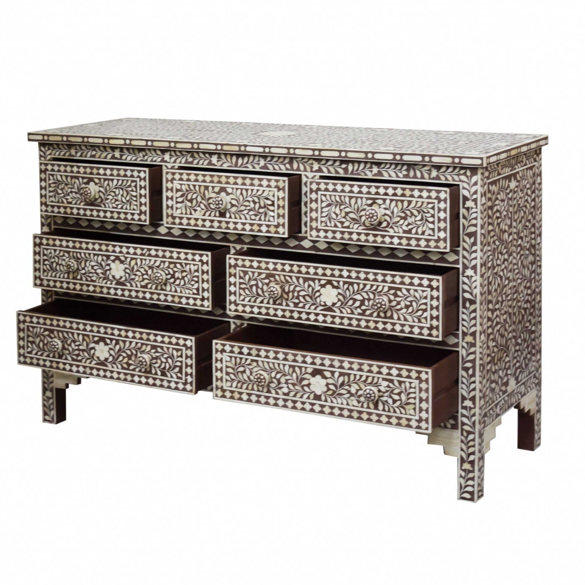 HomeRoots Moroccan Brown and White Bone Buffet or Cabinet