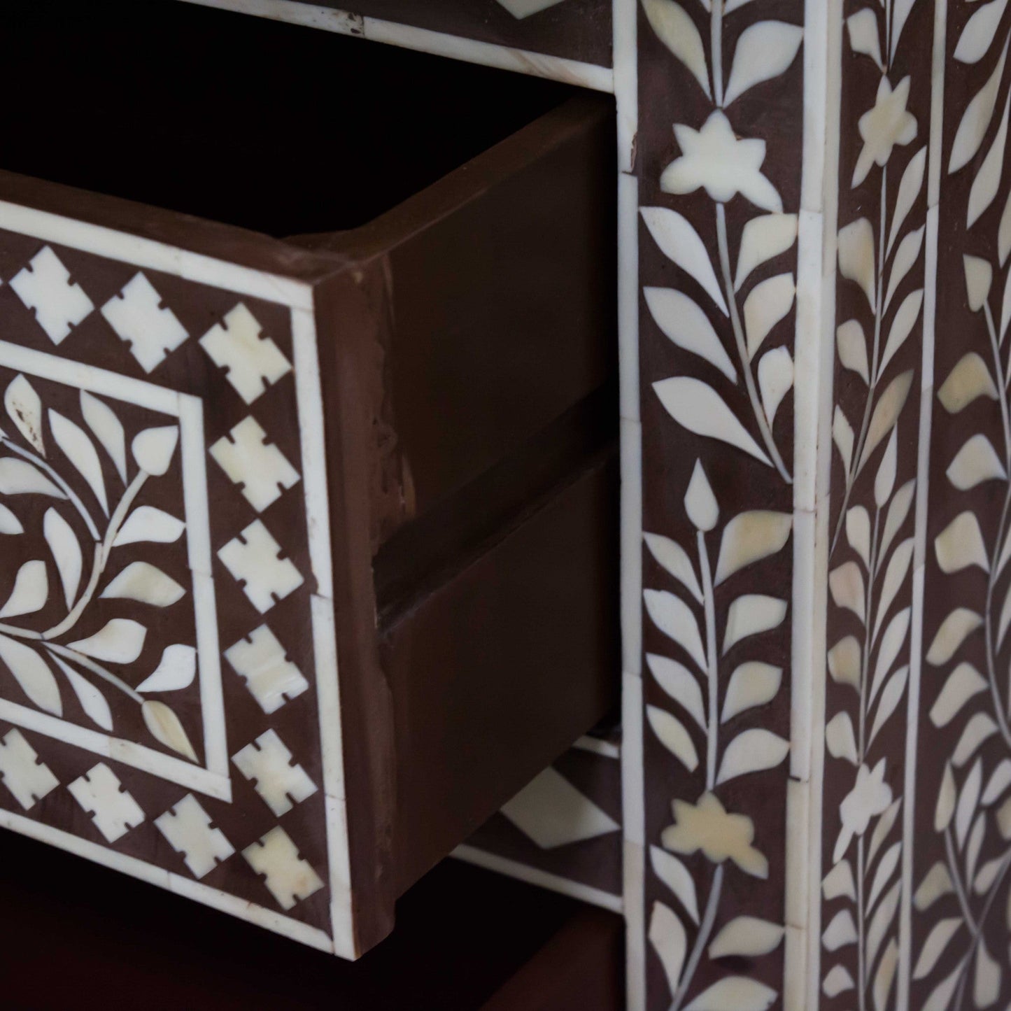 HomeRoots Moroccan Brown and White Bone Buffet or Cabinet