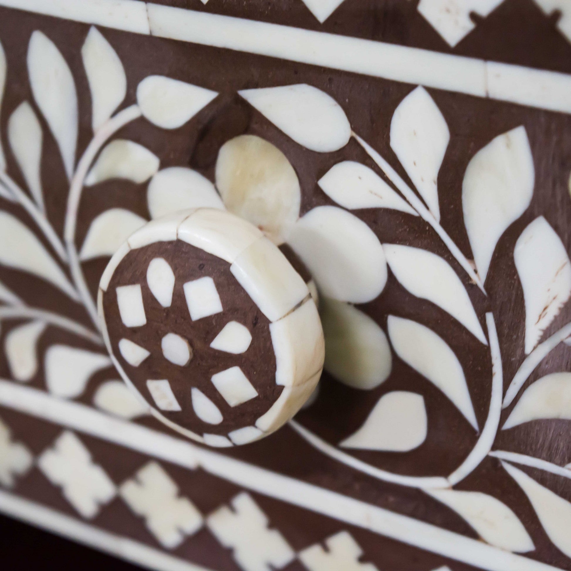 HomeRoots Moroccan Brown and White Bone Buffet or Cabinet