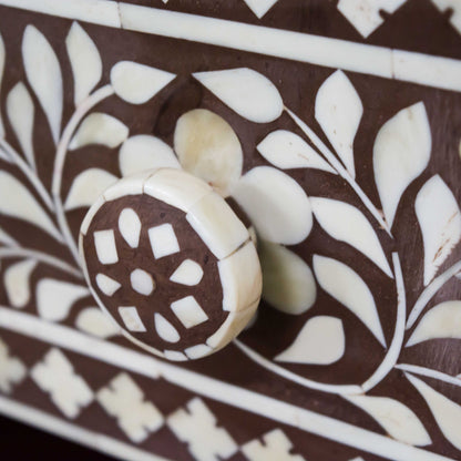HomeRoots Moroccan Brown and White Bone Buffet or Cabinet