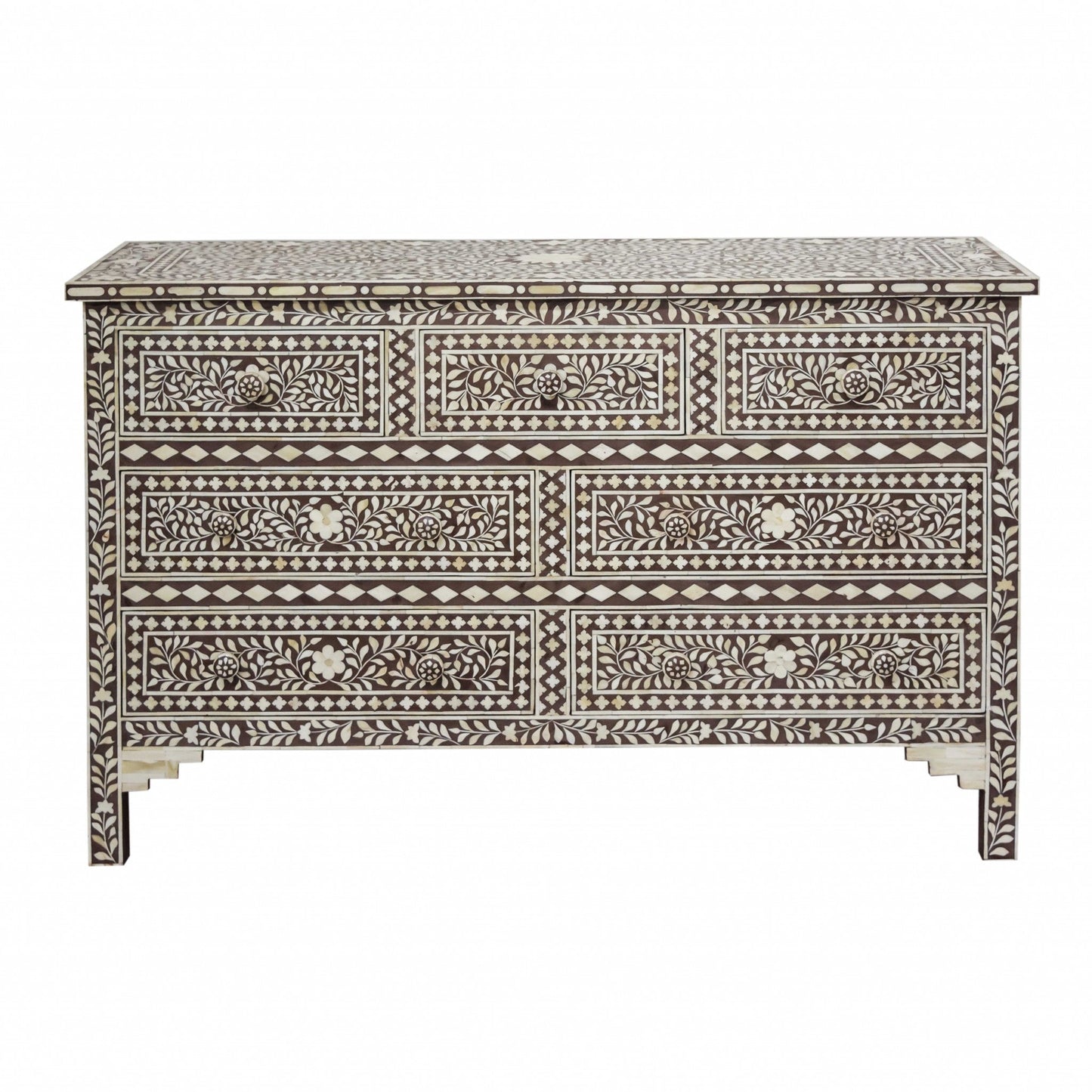 HomeRoots Moroccan Brown and White Bone Buffet or Cabinet