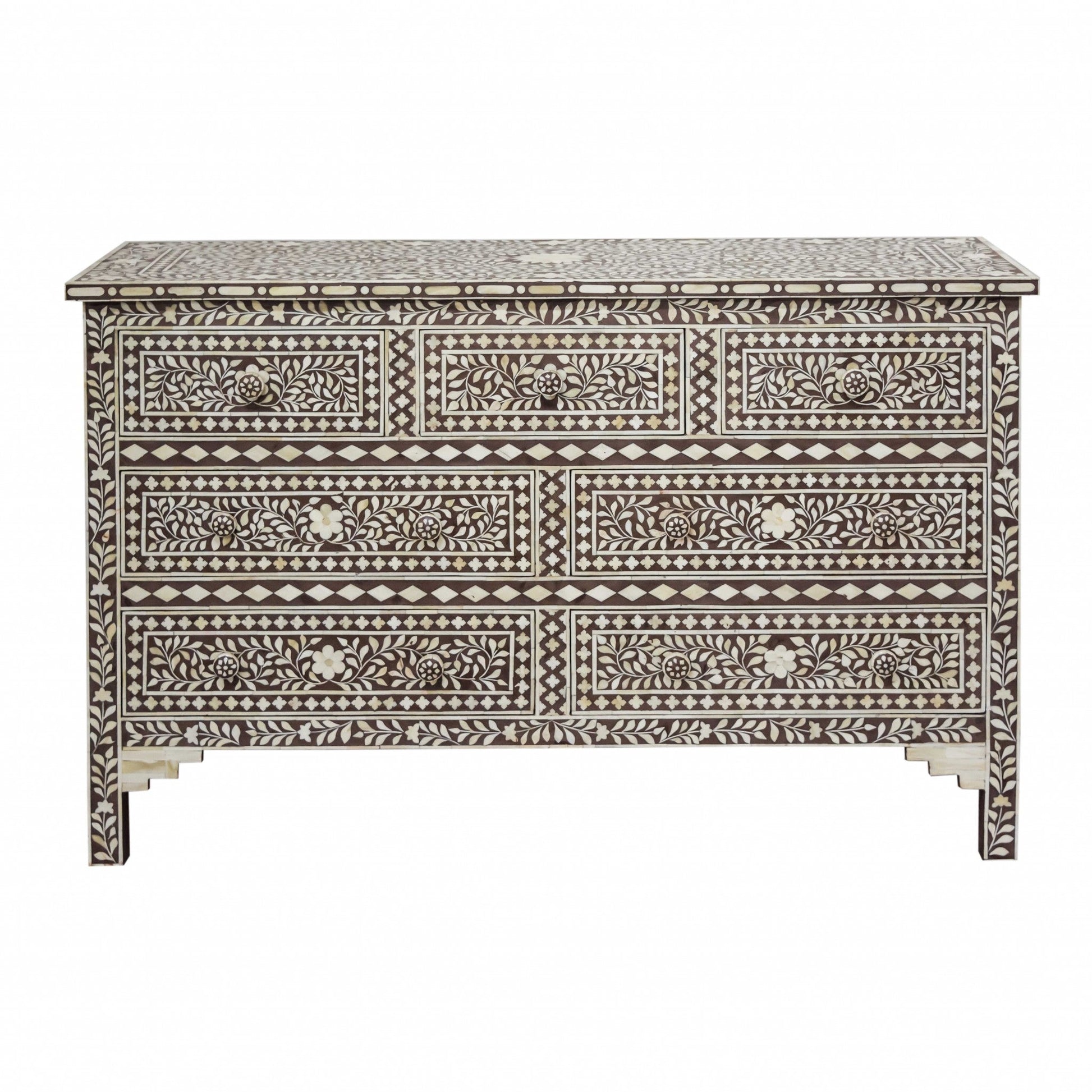 HomeRoots Moroccan Brown and White Bone Buffet or Cabinet