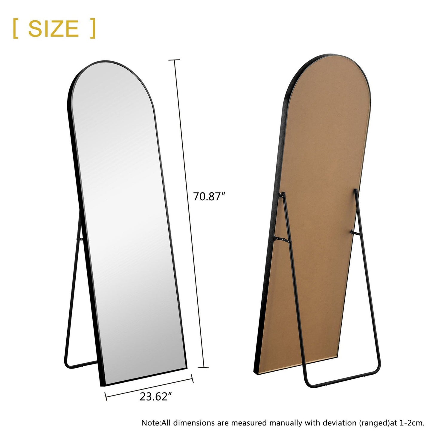 HomeRoots Narrow Black Arched Full Length Floor Mirror with Stand