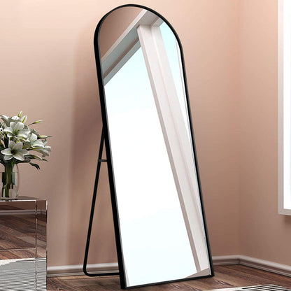 HomeRoots Narrow Black Arched Full Length Floor Mirror with Stand