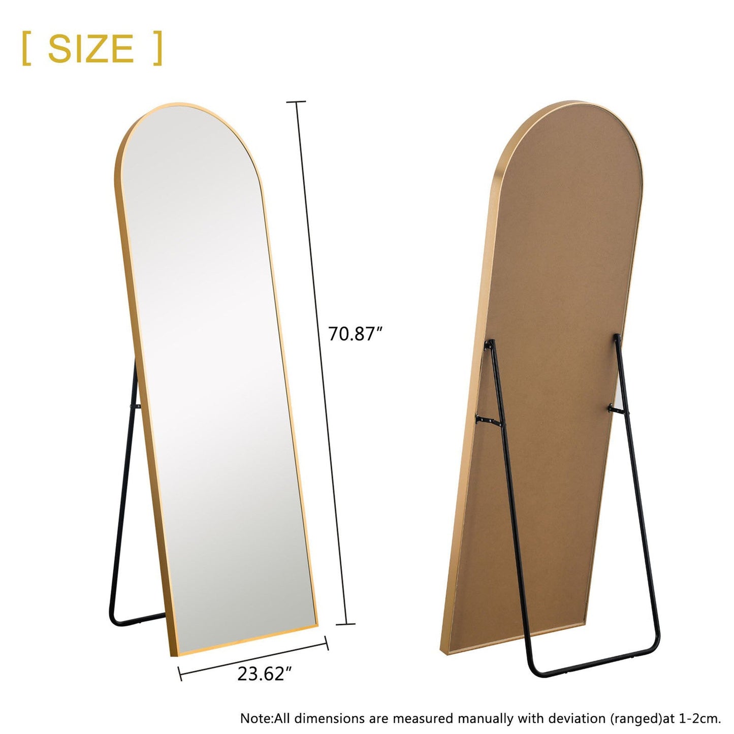 HomeRoots Narrow Gold Arched Full-length Floor Mirror with Stand