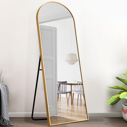 HomeRoots Narrow Gold Arched Full-length Floor Mirror with Stand