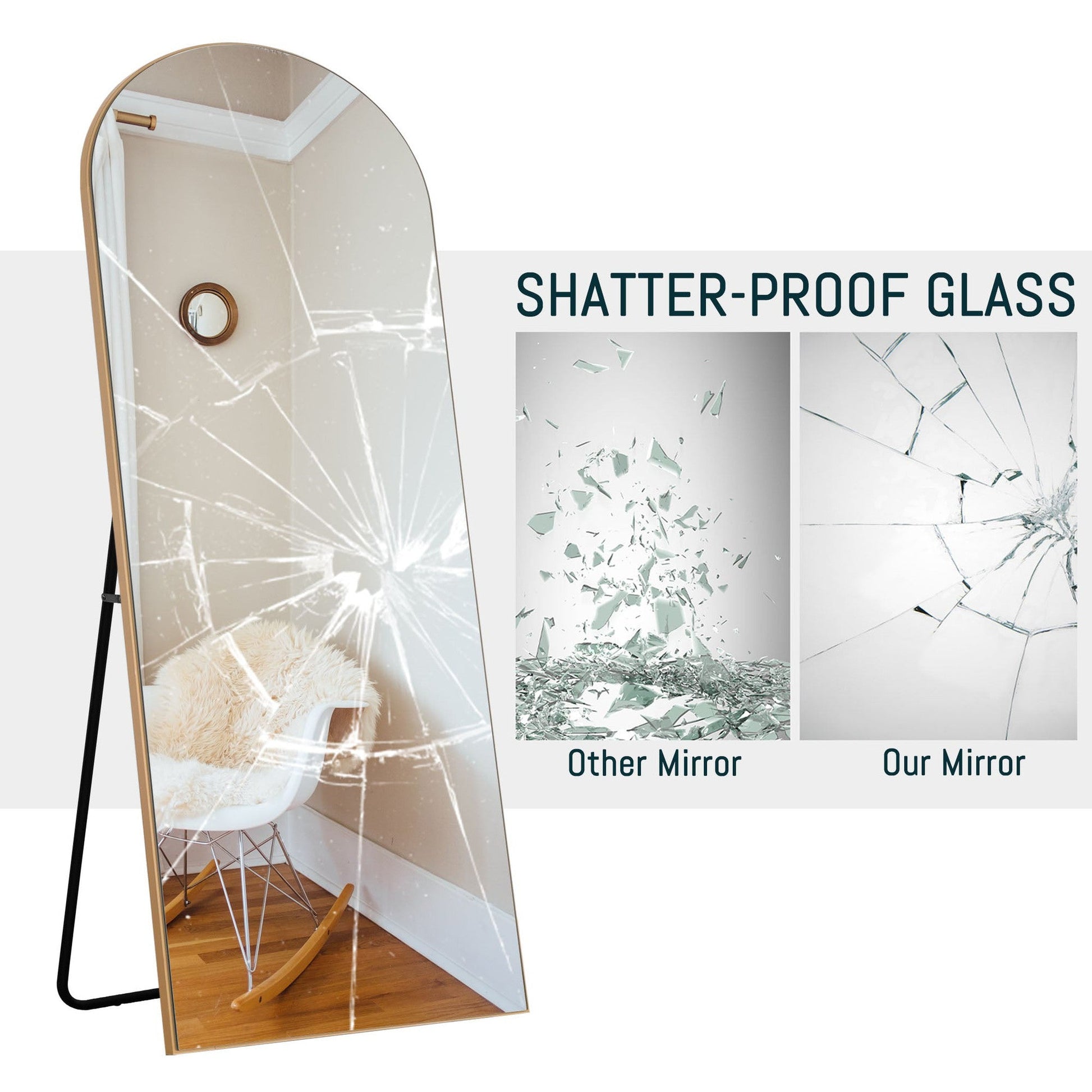 HomeRoots Narrow Gold Arched Wooden Mirror