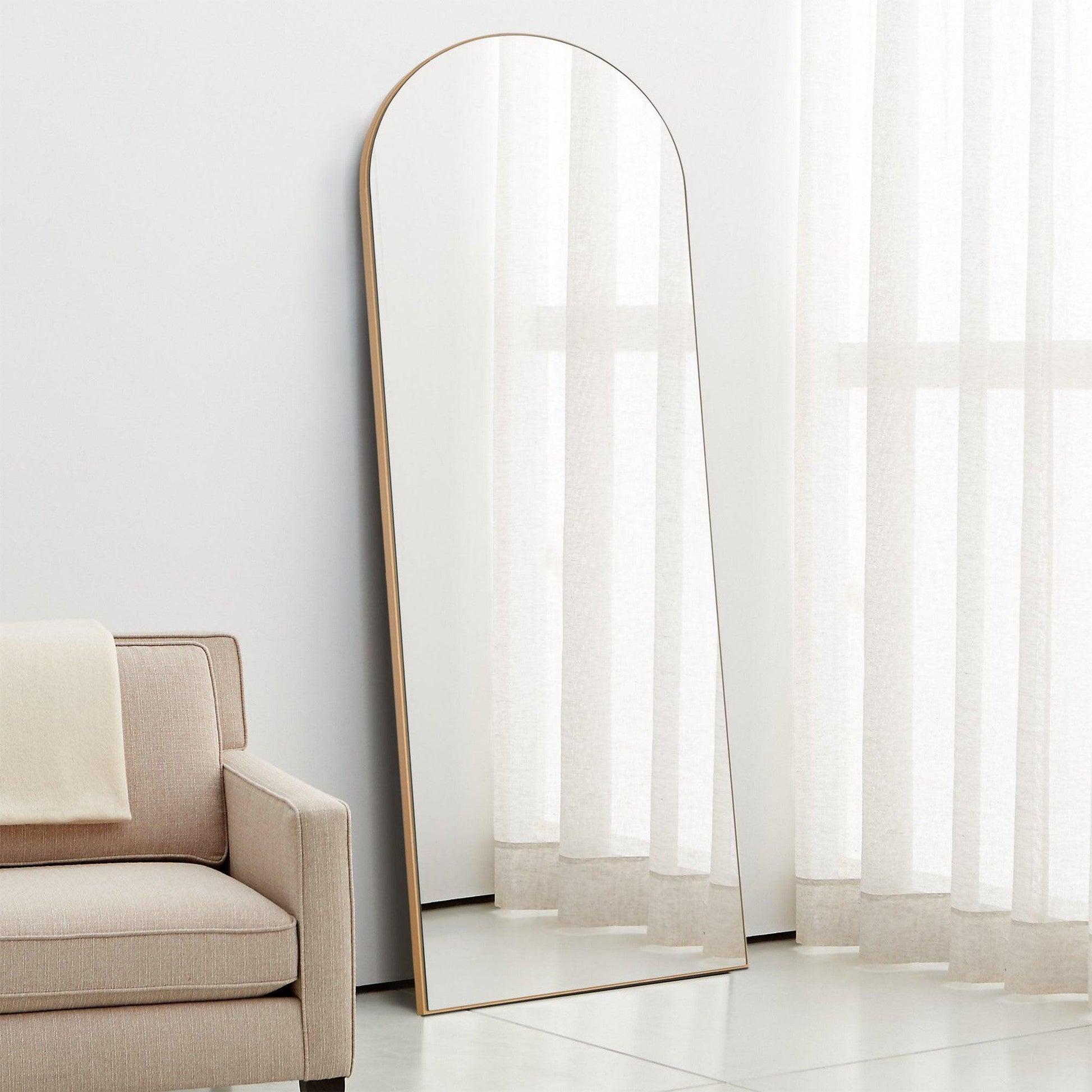 HomeRoots Narrow Gold Arched Wooden Mirror