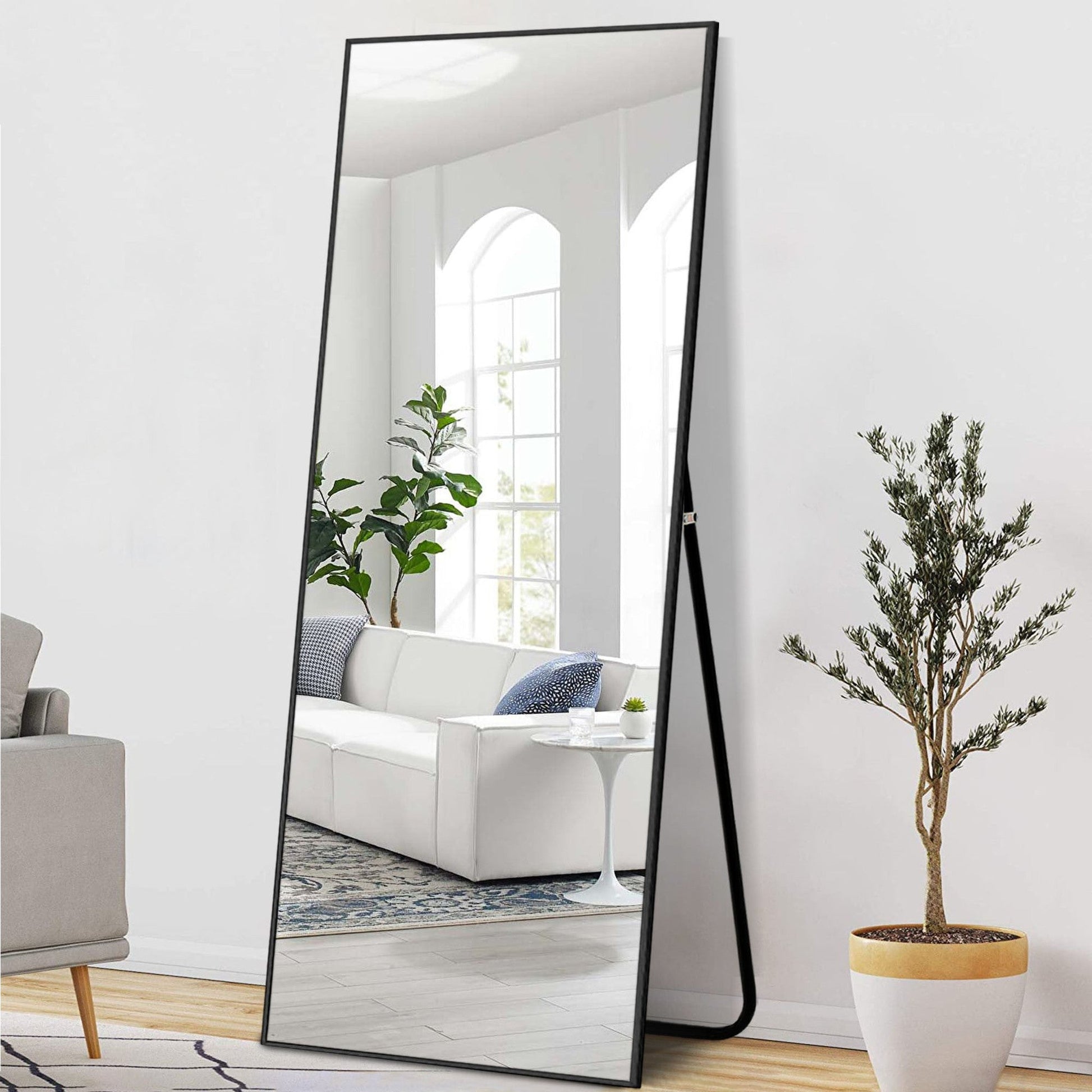HomeRoots Narrow Minimal Black Wall Mirror