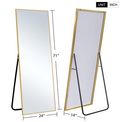 HomeRoots Narrow Minimal Gold Full-length Floor Mirror With Standing