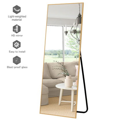 HomeRoots Narrow Minimal Gold Full-length Floor Mirror With Standing